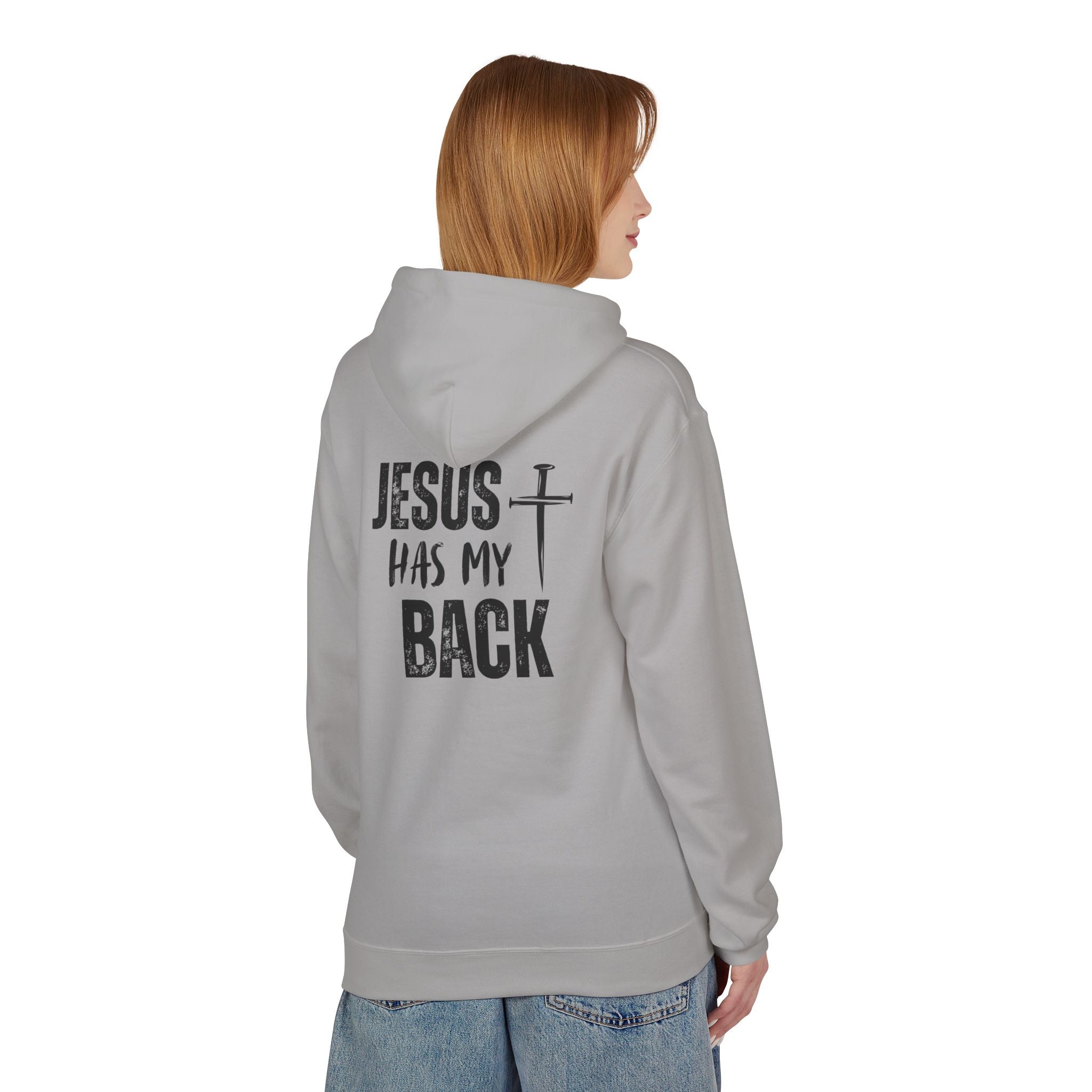 Jesus Has My Back Midweight Softstyle Fleece Hoodie