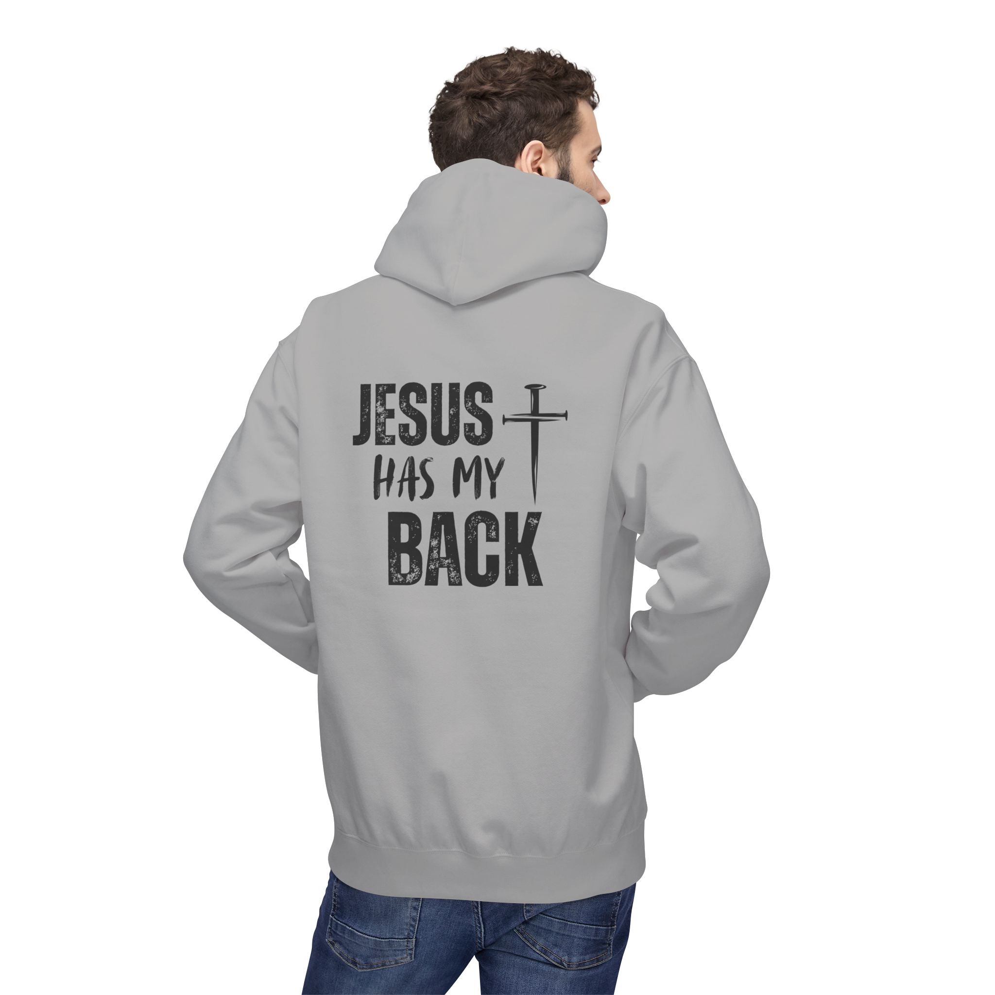 Jesus Has My Back Midweight Softstyle Fleece Hoodie