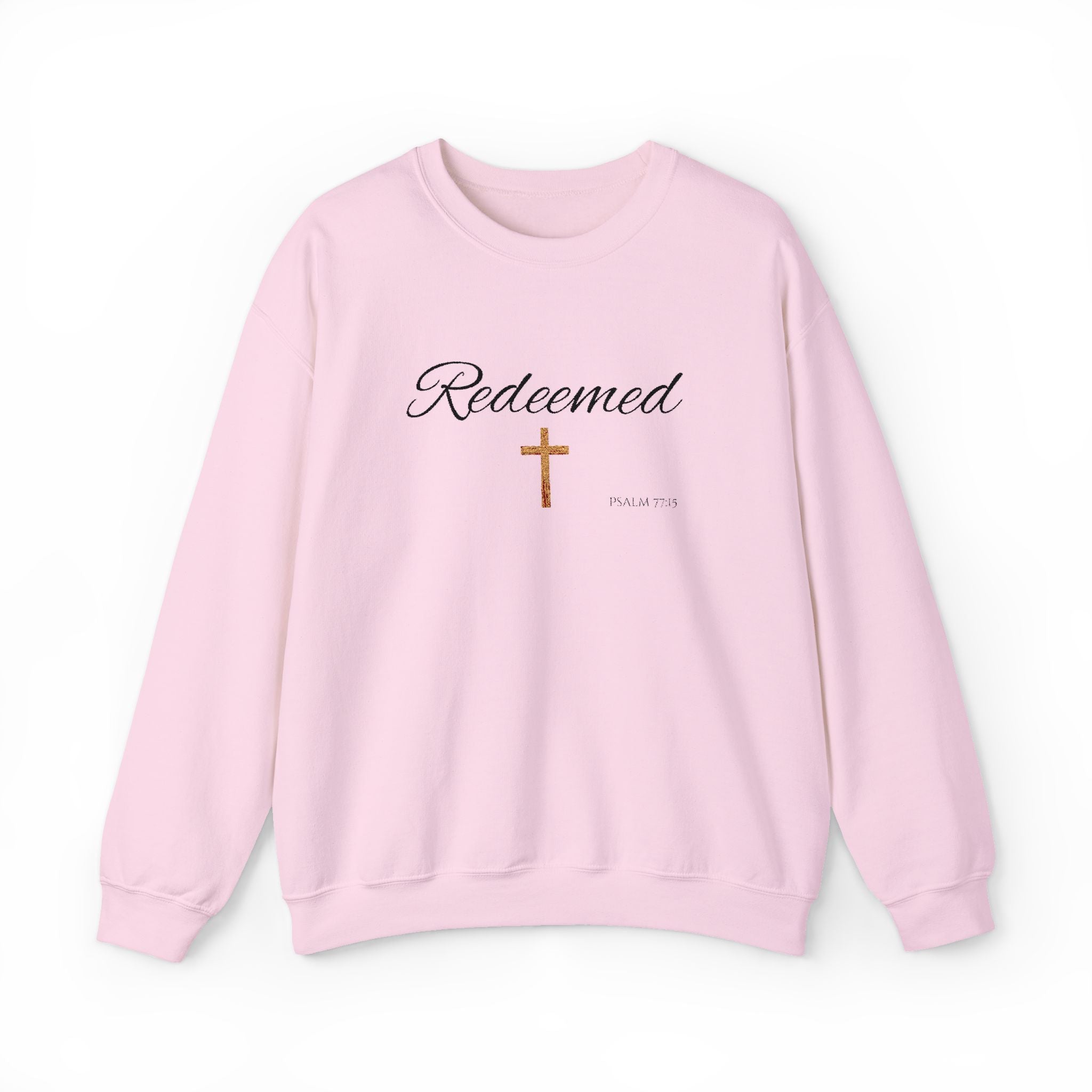 Embroidered Redeemed Psalm 77:15 Unisex Heavy Blend Crewneck Sweatshirt