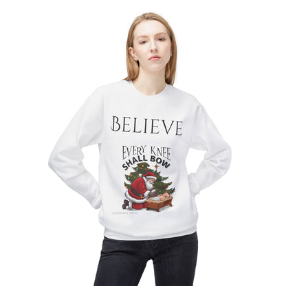 Believe Every Knee Shall Bow Christmas Sweatshirt - Christian Sweatshirts for Women Men - Christmas Sweatshirts for Christians  - Faith Christmas Sweatshirts