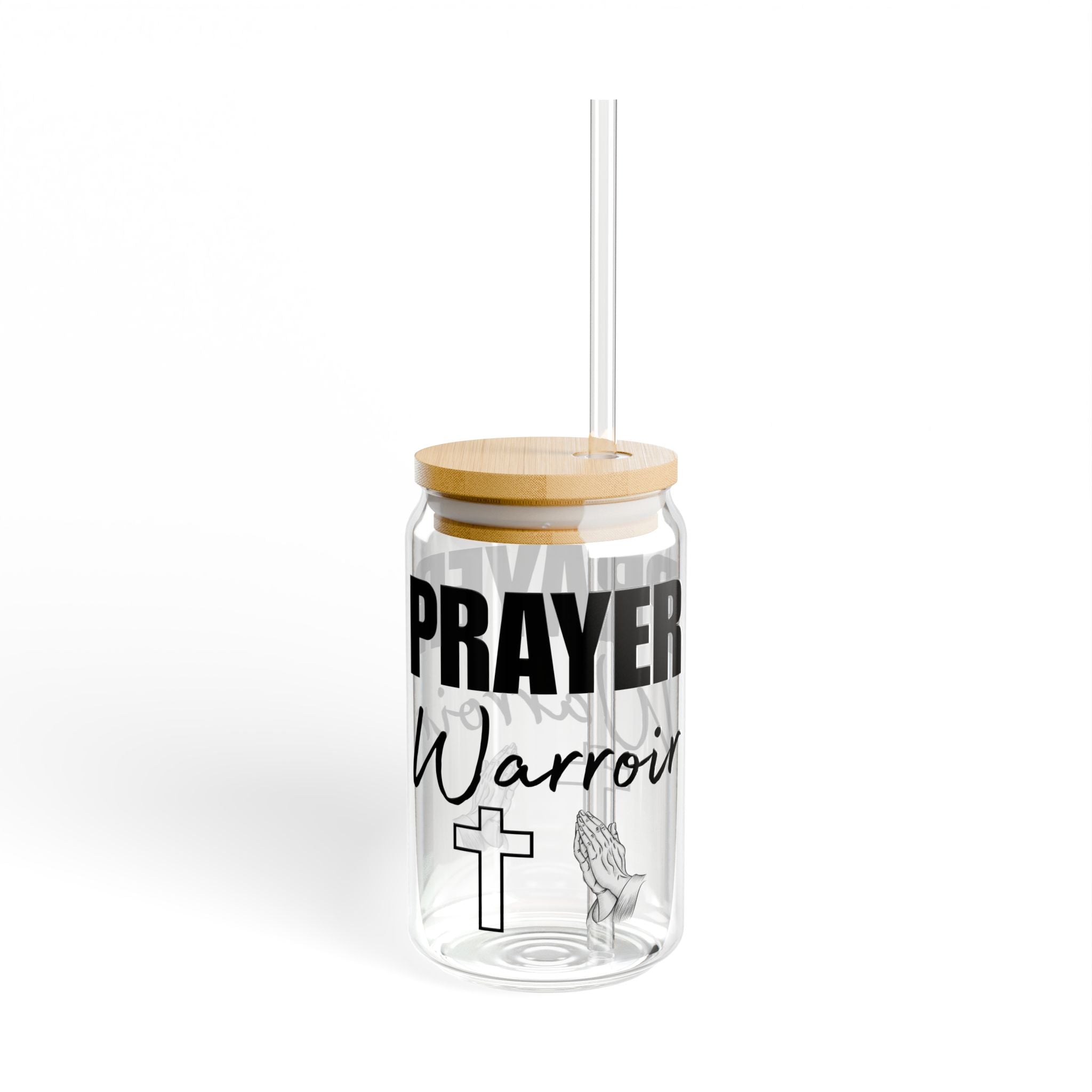 Prayer Warrior Sipper Glass, 16oz - Christian Gifts for Women Men - Faith Based Gifts