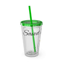 Saved By Grace Water Tumbler - Christian Gifts for Women Men - Faith Based Gifts