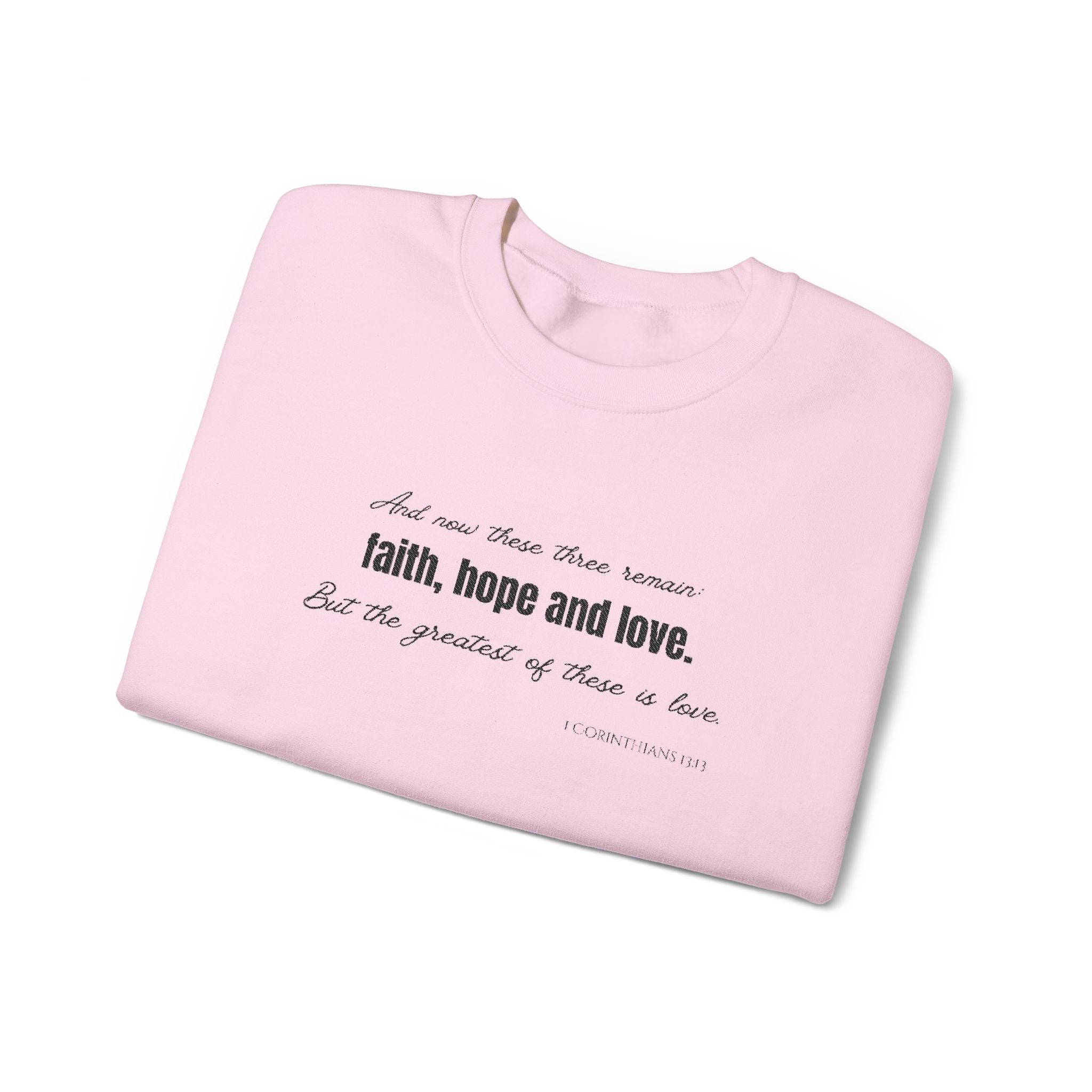 Embroidered Corinthians Faith, Hope Love Unisex Heavy Blend Crewneck Sweatshirt