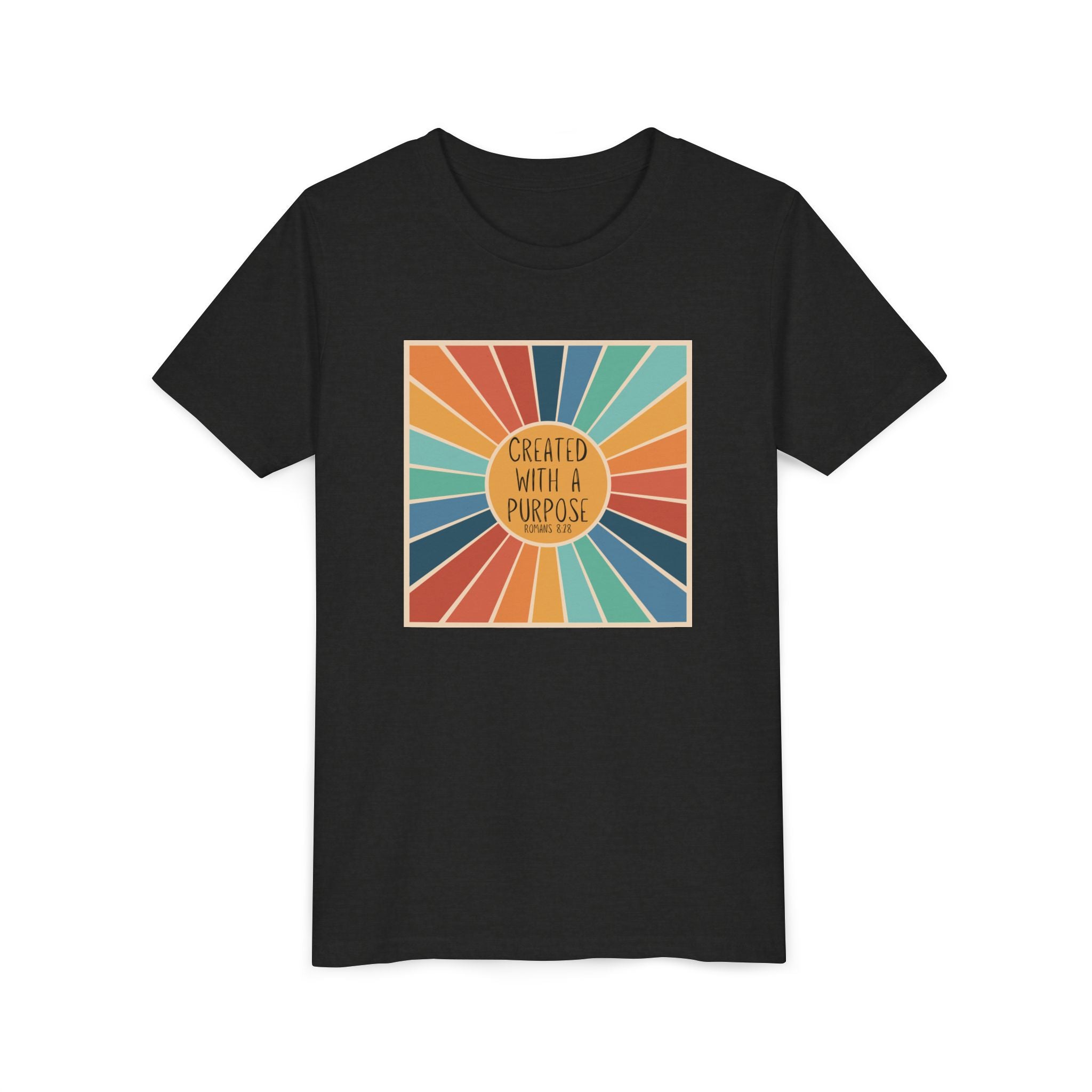 Youth Tee — 'Created With A Purpose' Retro Sunburst Kids T-Shirt
