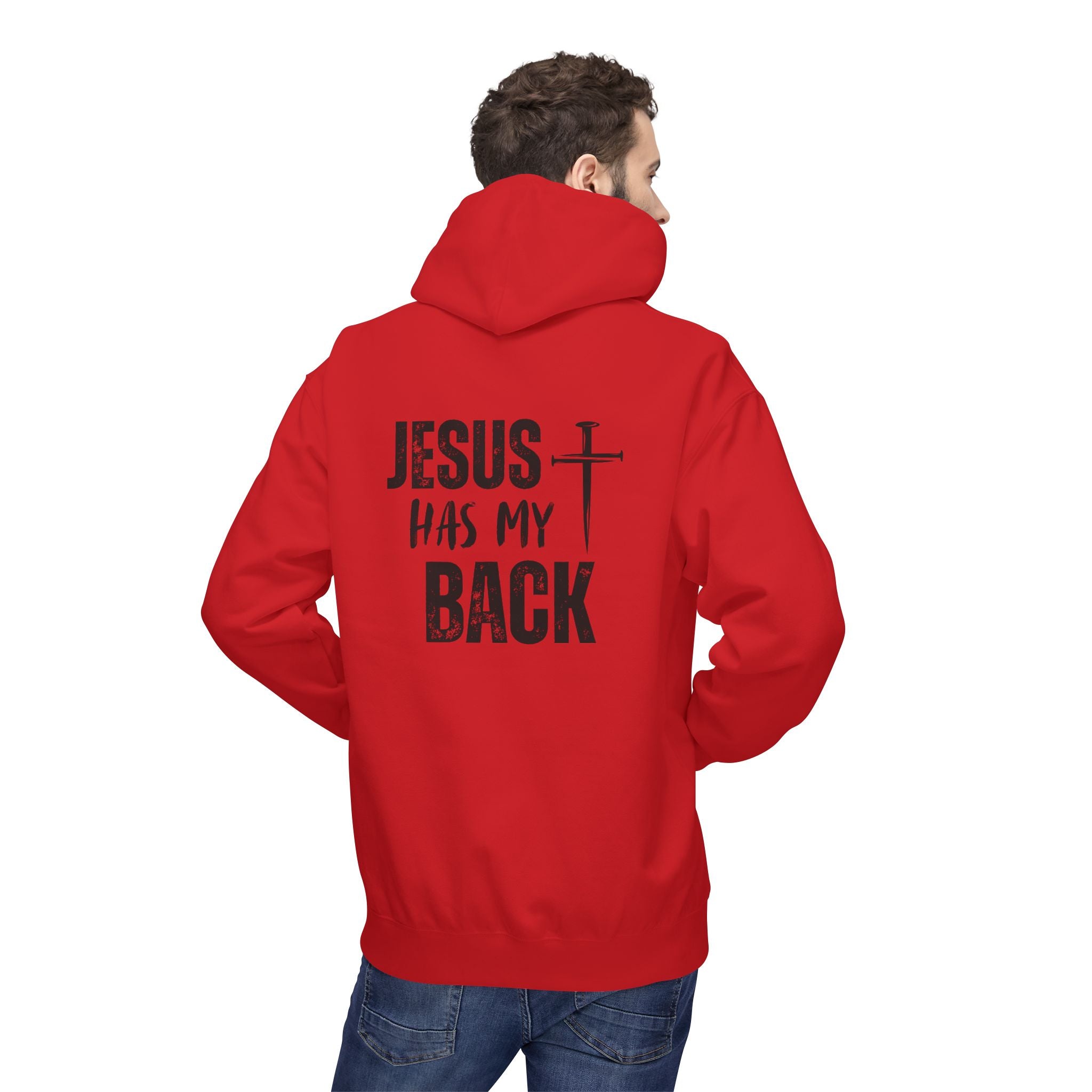 Jesus Has My Back Midweight Softstyle Fleece Hoodie