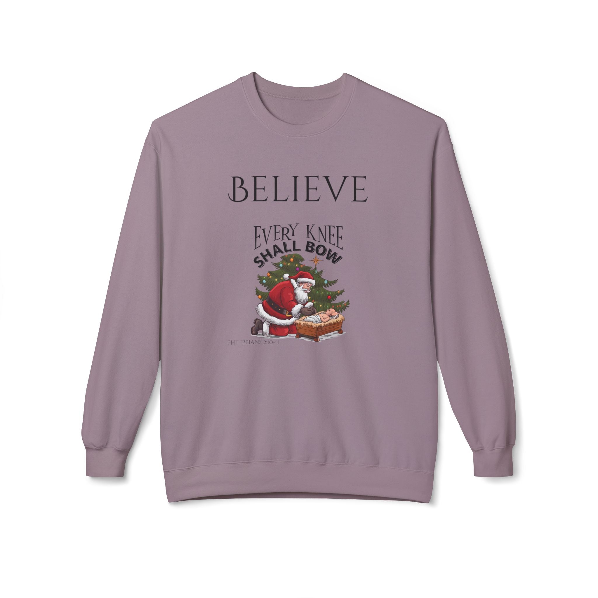 Believe Every Knee Shall Bow Christmas Sweatshirt - Christian Sweatshirts for Women Men - Christmas Sweatshirts for Christians  - Faith Christmas Sweatshirts