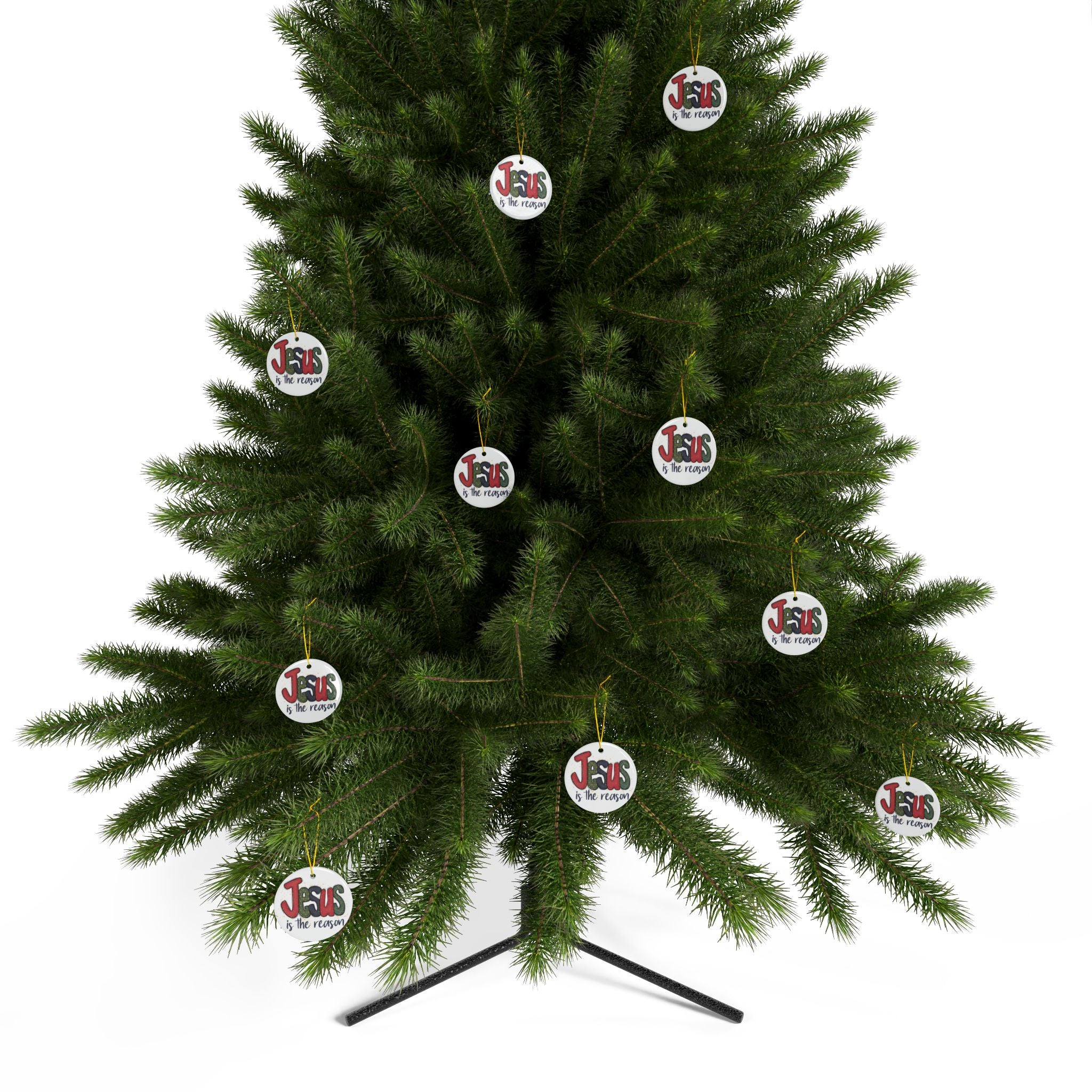 Ceramic Ornament — "Jesus Is The Reason For The Season" Nativity Christmas Tree Decoration