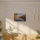 He Leads Me Beside Still Waters Matte Canvas Wall Art — Psalm 23:2 Autumn River Religious Decor