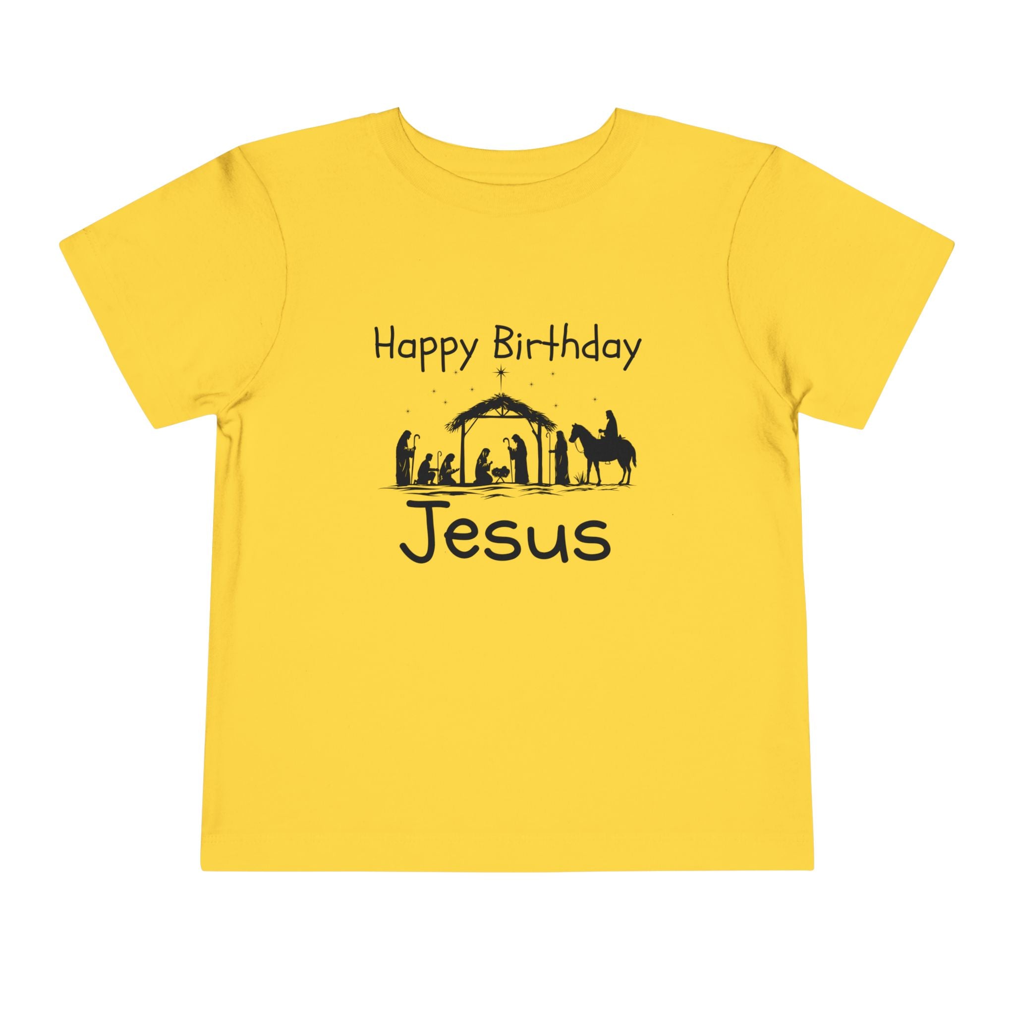 Happy Birthday Jesus Christian Christmas Shirt for Toddlers Short Sleeve Tee Christian Toddler Christmas Shirt
