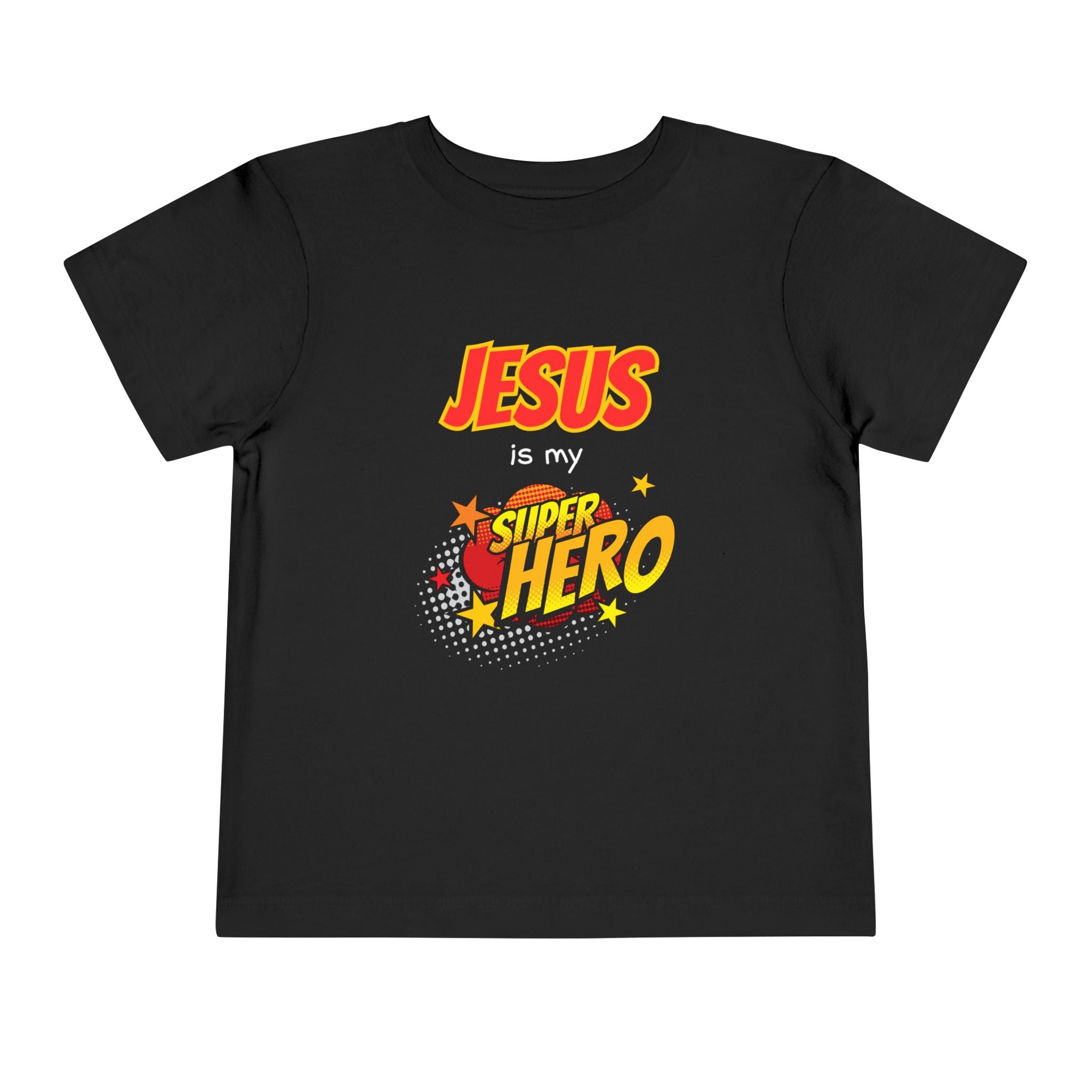 Toddler Tee - "Jesus Is My Superhero" Comic-Style Christian Shirt