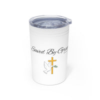 Saved By Grace Vacuum Insulated Tumbler | 11oz Travel Mug | Christian Gifts for Women Men | Faith Based Gifts