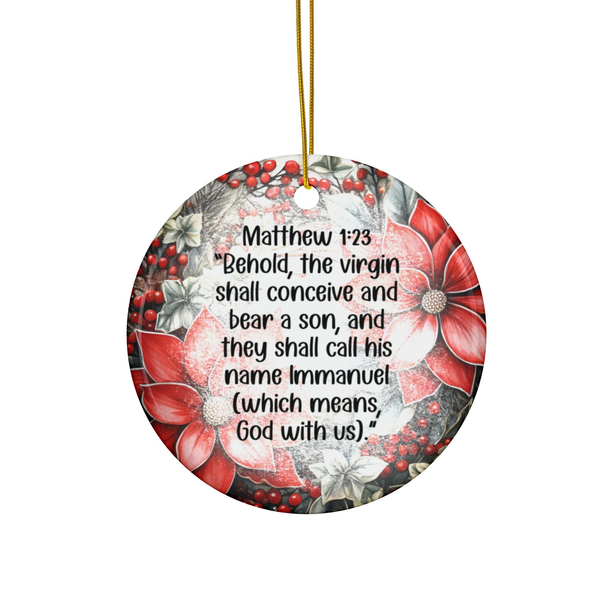 Ceramic Ornament — "They Shall Call His Name Emmanuel" Nativity Christmas Tree Decoration