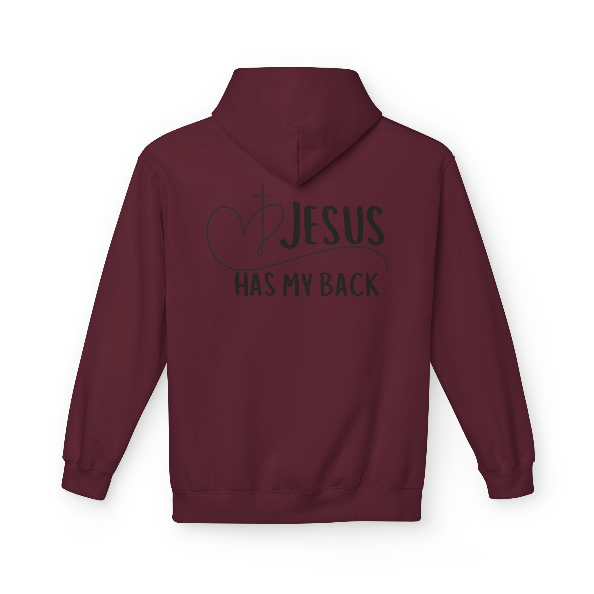 Jesus Has My Back Fleece Hoodie, Cozy Unisex Sweatshirt, Faith-Based Apparel, Perfect Gift for Christians