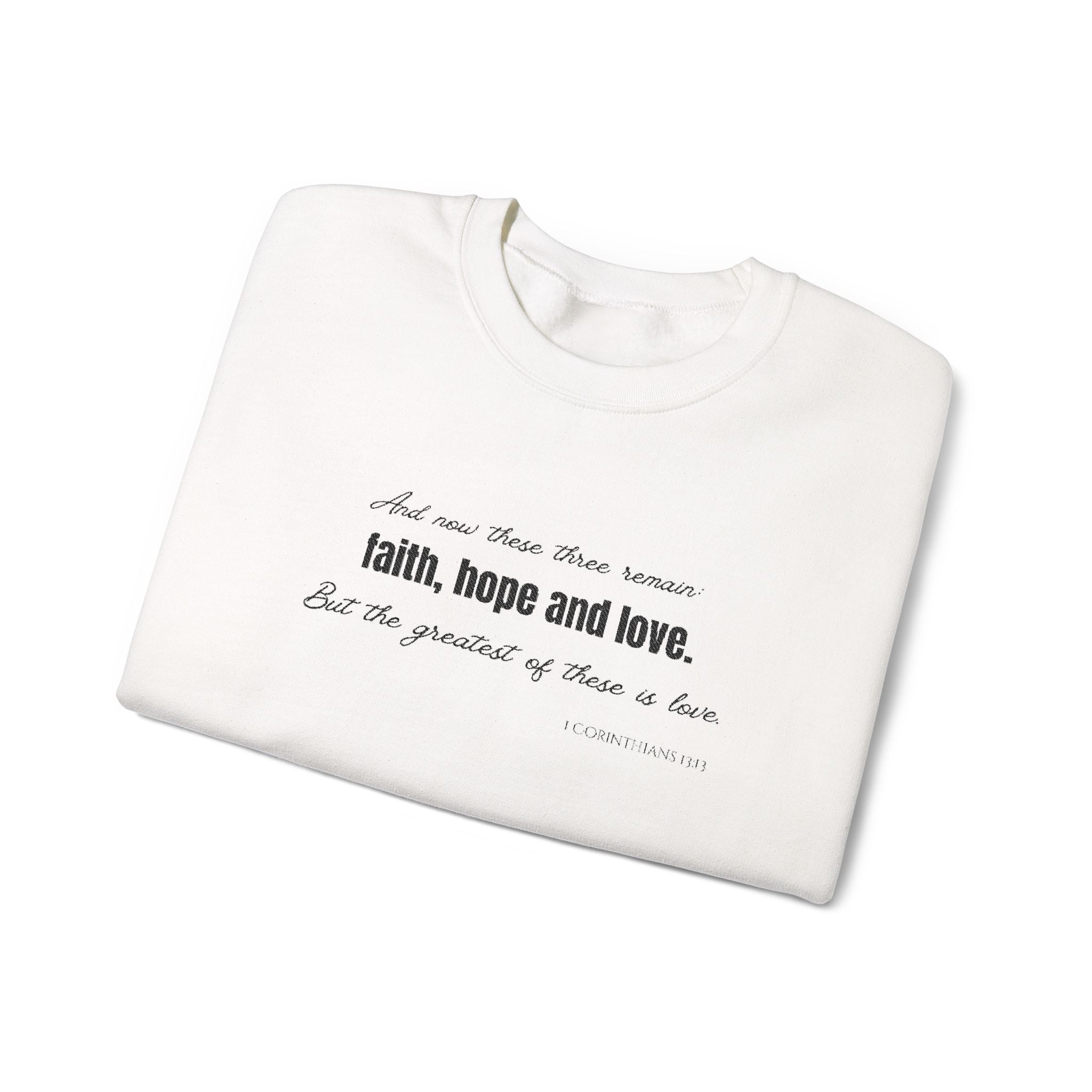 Embroidered Corinthians Faith, Hope Love Unisex Heavy Blend Crewneck Sweatshirt