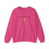 Embroidered Saved By Grace Ephesians 2:8-9 Unisex Heavy Blend Crewneck Sweatshirt