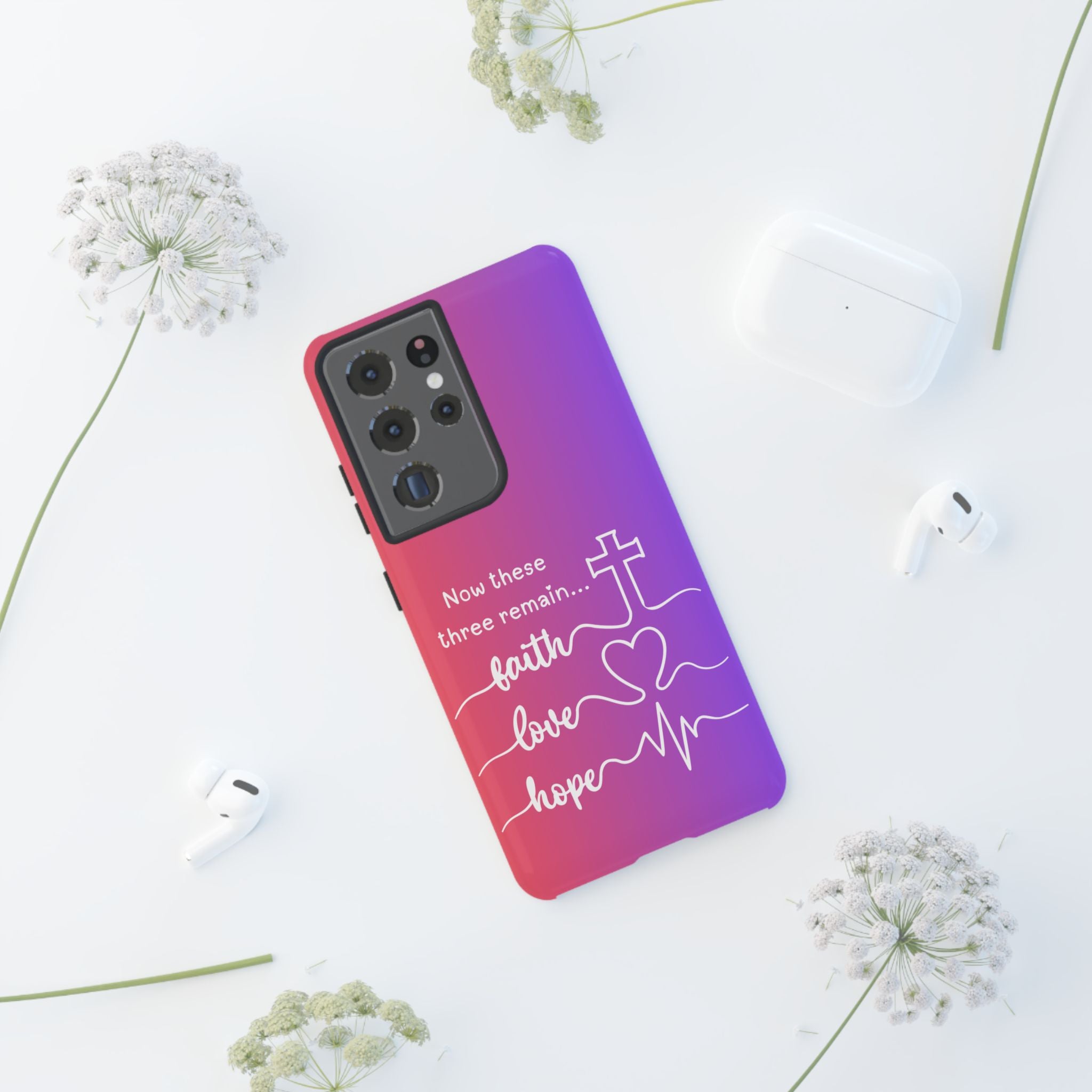 Samsung Faith, Love & Hope Gradient Phone Case — 'Now These Three Remain' Christian Protective Case