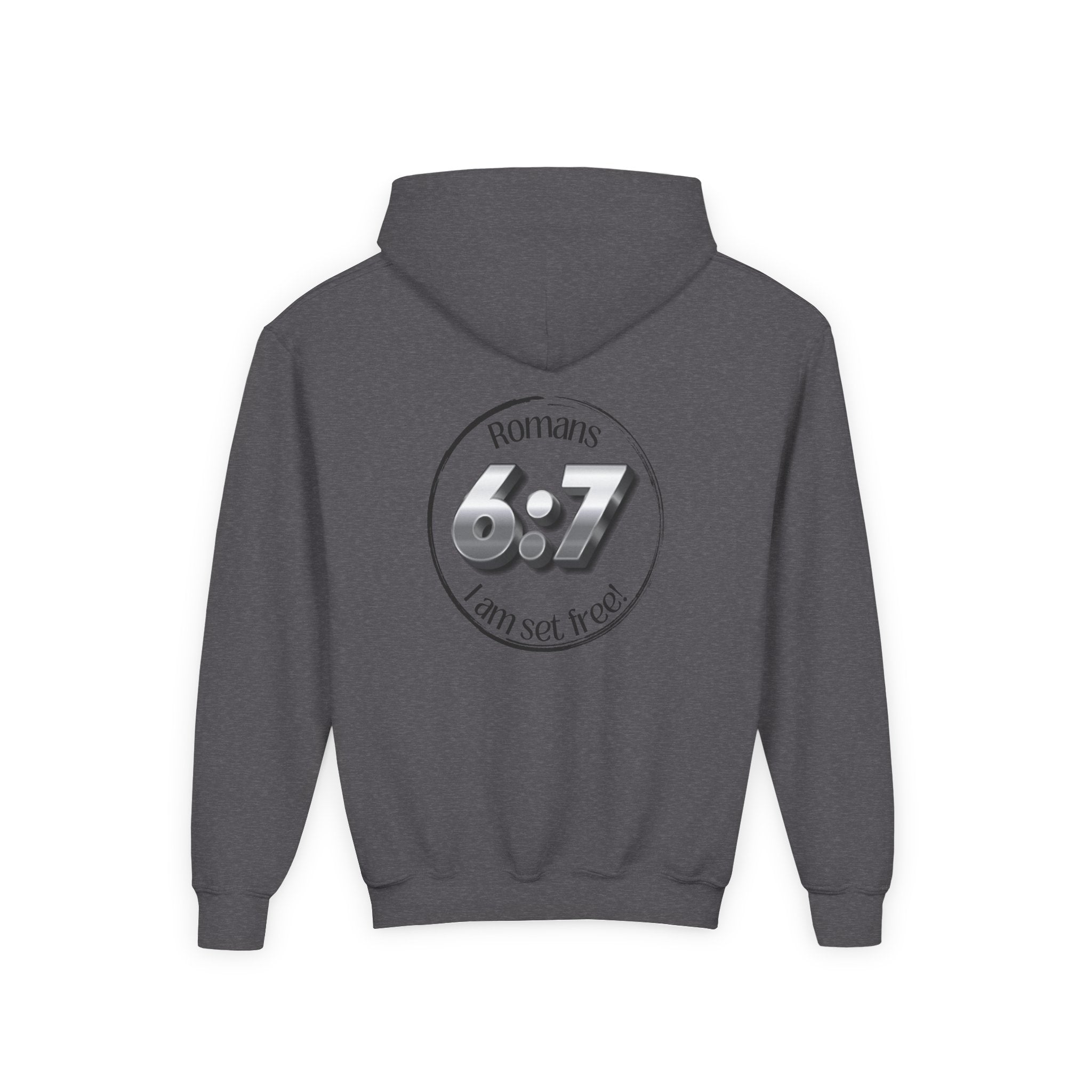 Youth Hoodie - Romans 6:7 'I Am Set Free' Christian Cross Sweatshirt Christian Hoodie for Boys