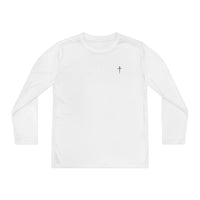Back design - Youth Long Sleeve Tee — 1 Timothy 6:7 Faith Shirt