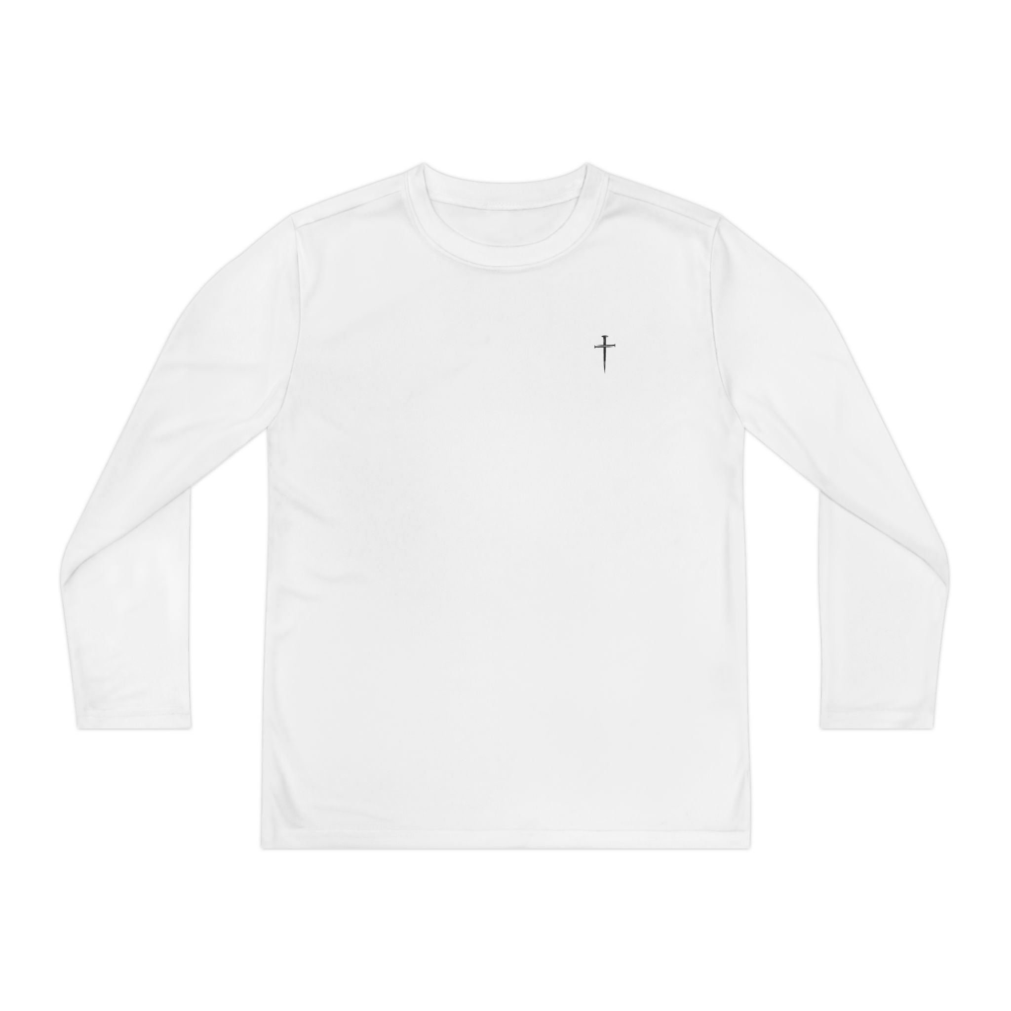 Back design - Youth Long Sleeve Tee — 1 Timothy 6:7 Faith Shirt