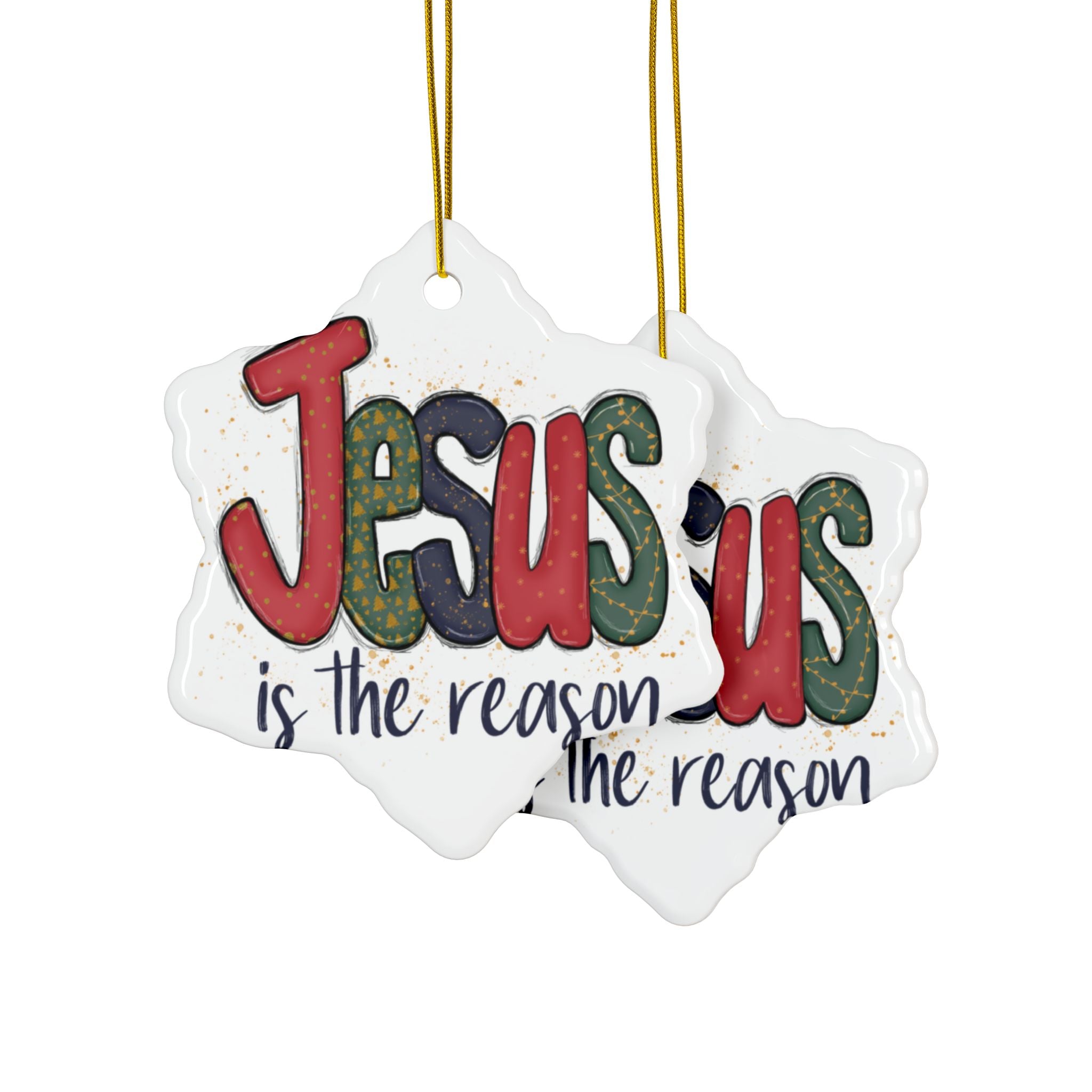 Ceramic Ornament — "Jesus Is The Reason For The Season" Nativity Christmas Tree Decoration