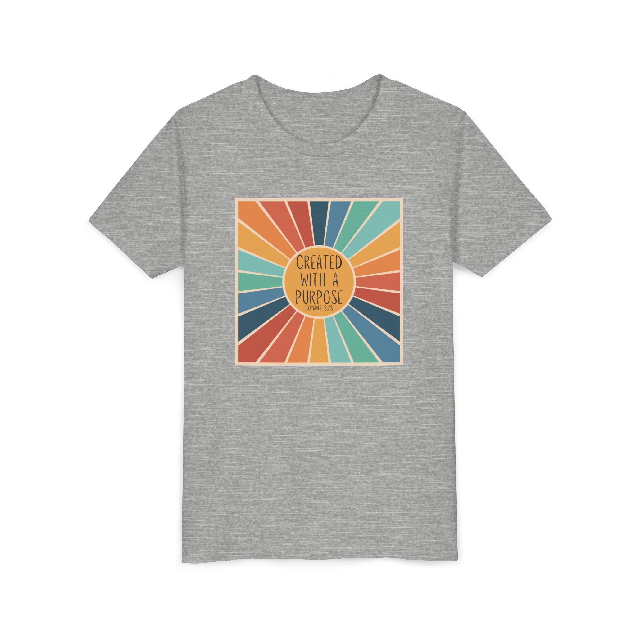 Youth Tee — 'Created With A Purpose' Retro Sunburst Kids T-Shirt