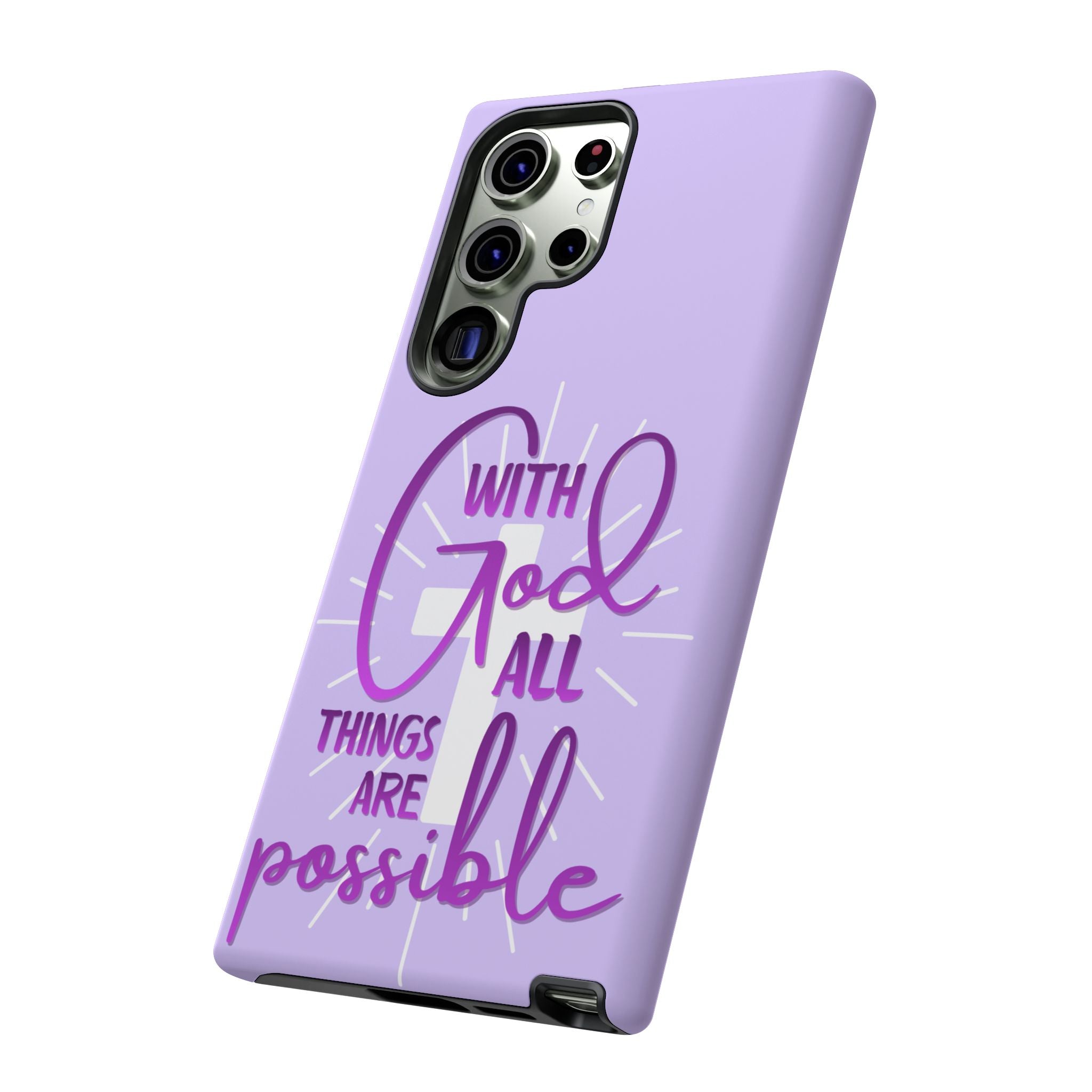 Samsung - "With God All Things Are Possible" Inspirational Purple Tough Case