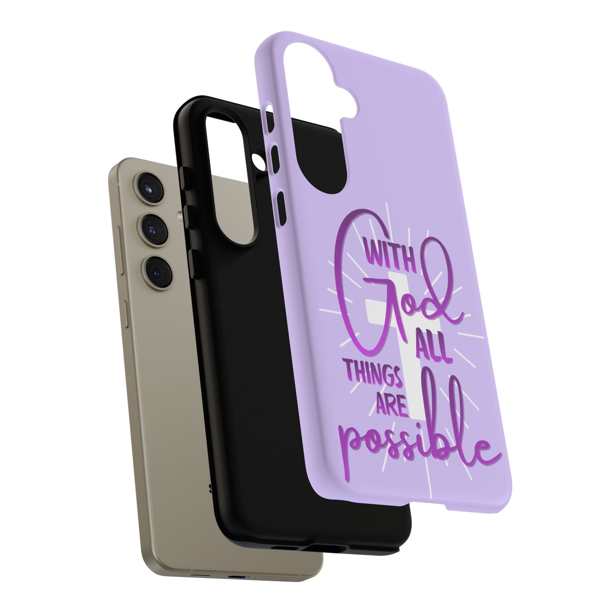 Samsung - "With God All Things Are Possible" Inspirational Purple Tough Case
