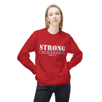 Strong & Courageous Crewneck Sweatshirt — Jeremiah 1:9 Inspirational Christian Pullover
