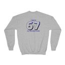 Back design - Youth Crewneck Sweatshirt - 1 Timothy 6:7 Faith Graphic (All You Need Is God)