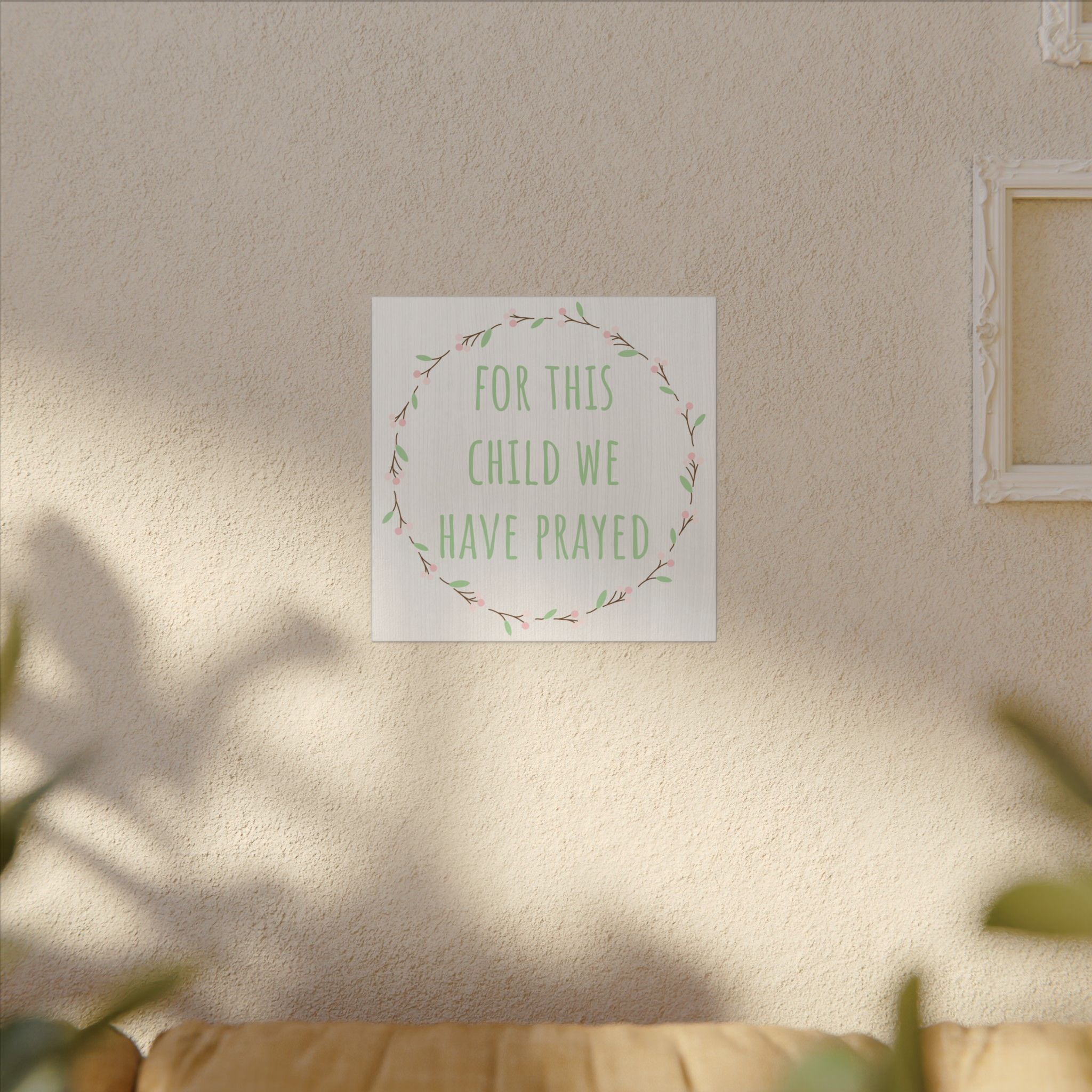 Canvas Wall Art — "For This Child We Have Prayed" Nursery Print