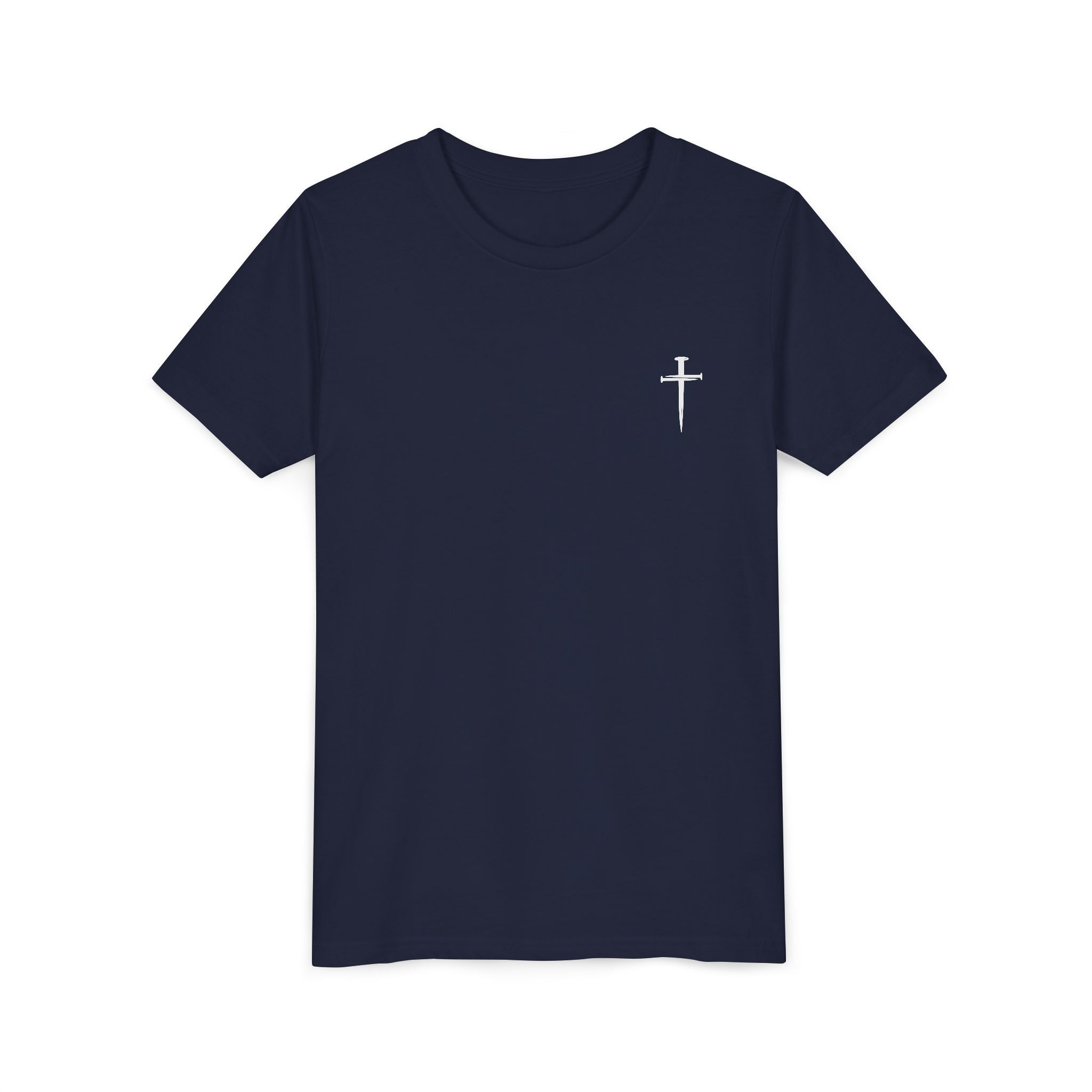 Back design - Youth Tee - "Jesus Has My Back" Cross Christian Graphic Shirt