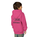 Youth Hoodie — "Jesus Has My Back" Christian Heart Cross Sweatshirt