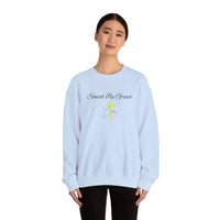 Embroidered Saved By Grace Ephesians 2:8-9 Unisex Heavy Blend Crewneck Sweatshirt