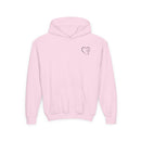 Youth Hoodie — "Jesus Has My Back" Christian Heart Cross Sweatshirt