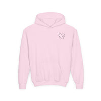Youth Hoodie — "Jesus Has My Back" Christian Heart Cross Sweatshirt
