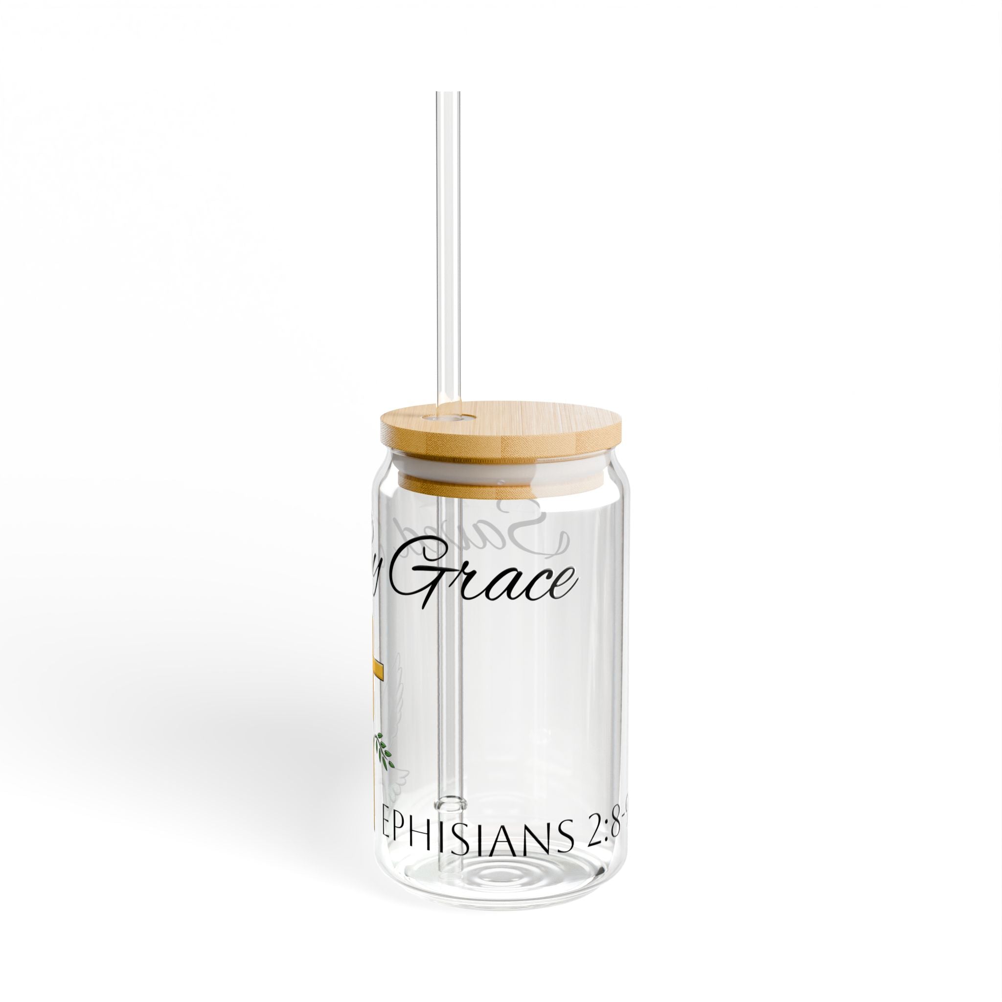 Saved By Grace Sipper Glass, 16oz - Christian Gifts for Women Men - Faith Based Gifts