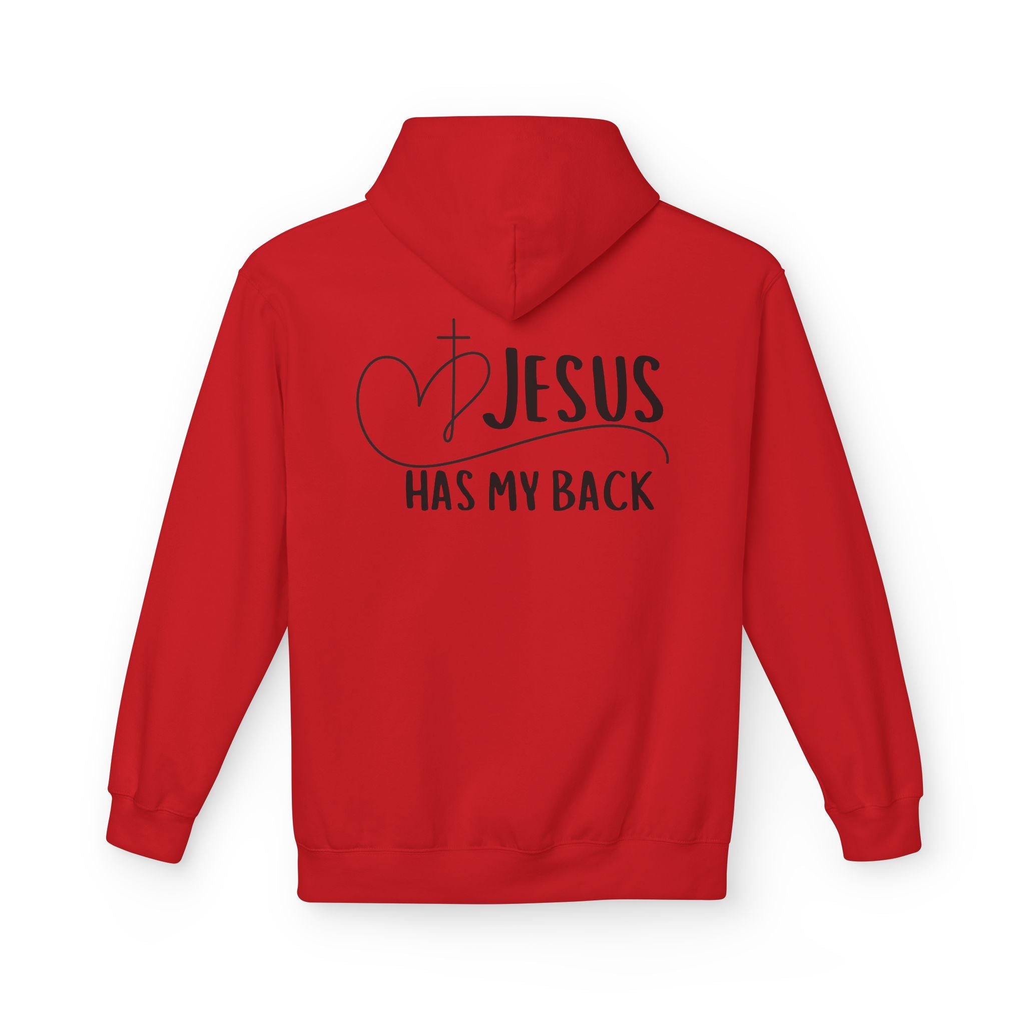 Jesus Has My Back Fleece Hoodie, Cozy Unisex Sweatshirt, Faith-Based Apparel, Perfect Gift for Christians
