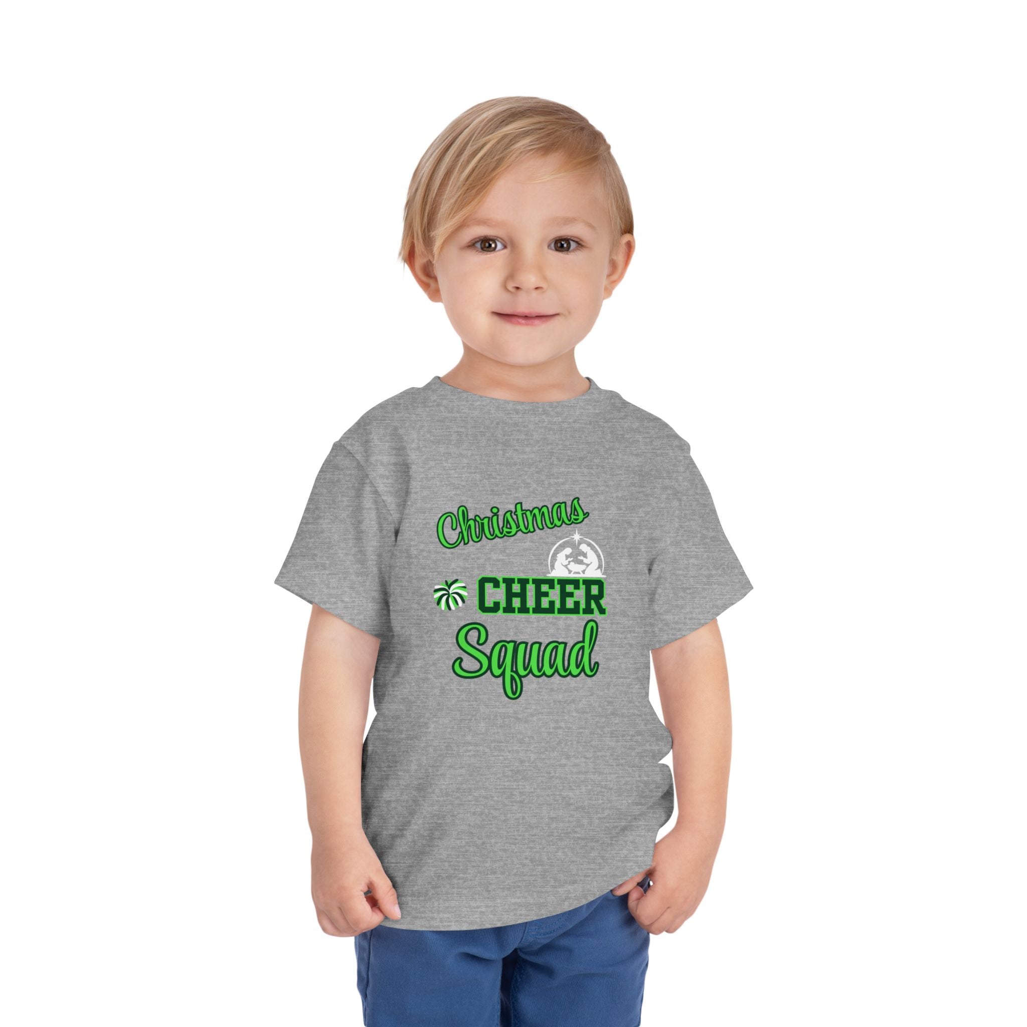 Christmas Cheer Squad Christian Christmas Shirt for Toddlers Short Sleeve Tee Christian Toddler Christmas Shirt