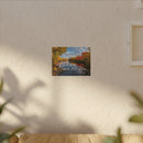 He Leads Me Beside Still Waters Matte Canvas Wall Art — Psalm 23:2 Autumn River Religious Decor