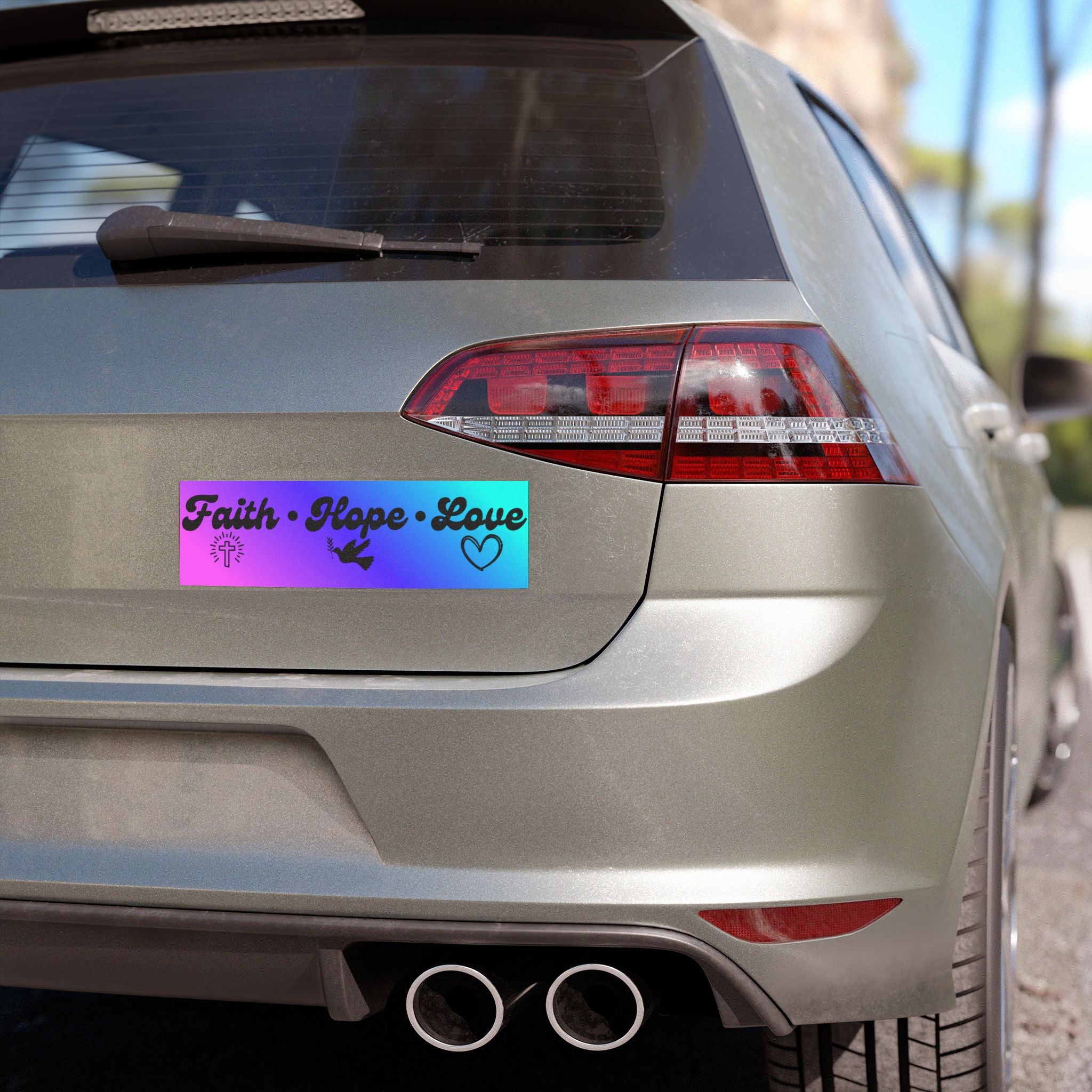 Faith • Hope • Love Car Magnet — Christian Inspirational Bumper Sticker Magnet