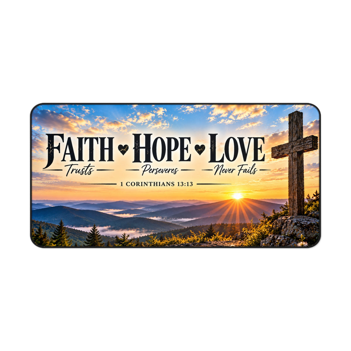 Faith Hope Love Christian Desk Mat