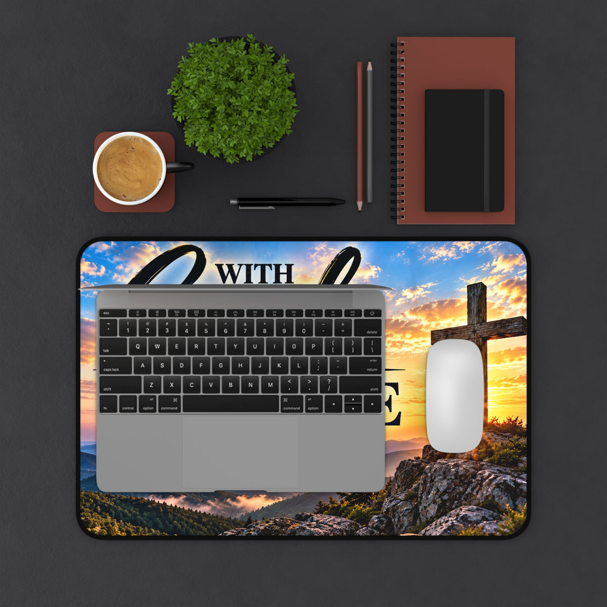 With God All Things Are Possible Christian Desk Mat