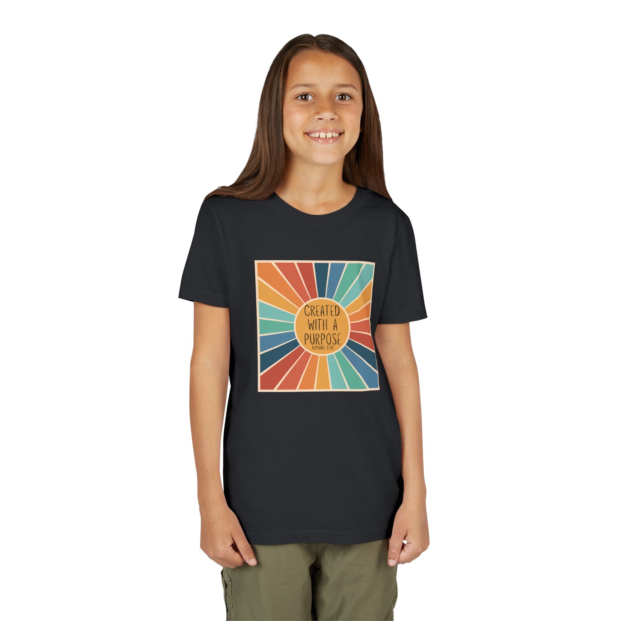 Youth Tee — 'Created With A Purpose' Retro Sunburst Kids T-Shirt