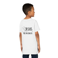 Back design - Youth Tee - "Jesus Has My Back" Christian Faith Shirt