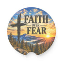Faith Over Fear Christian Soapstone Car Coaster