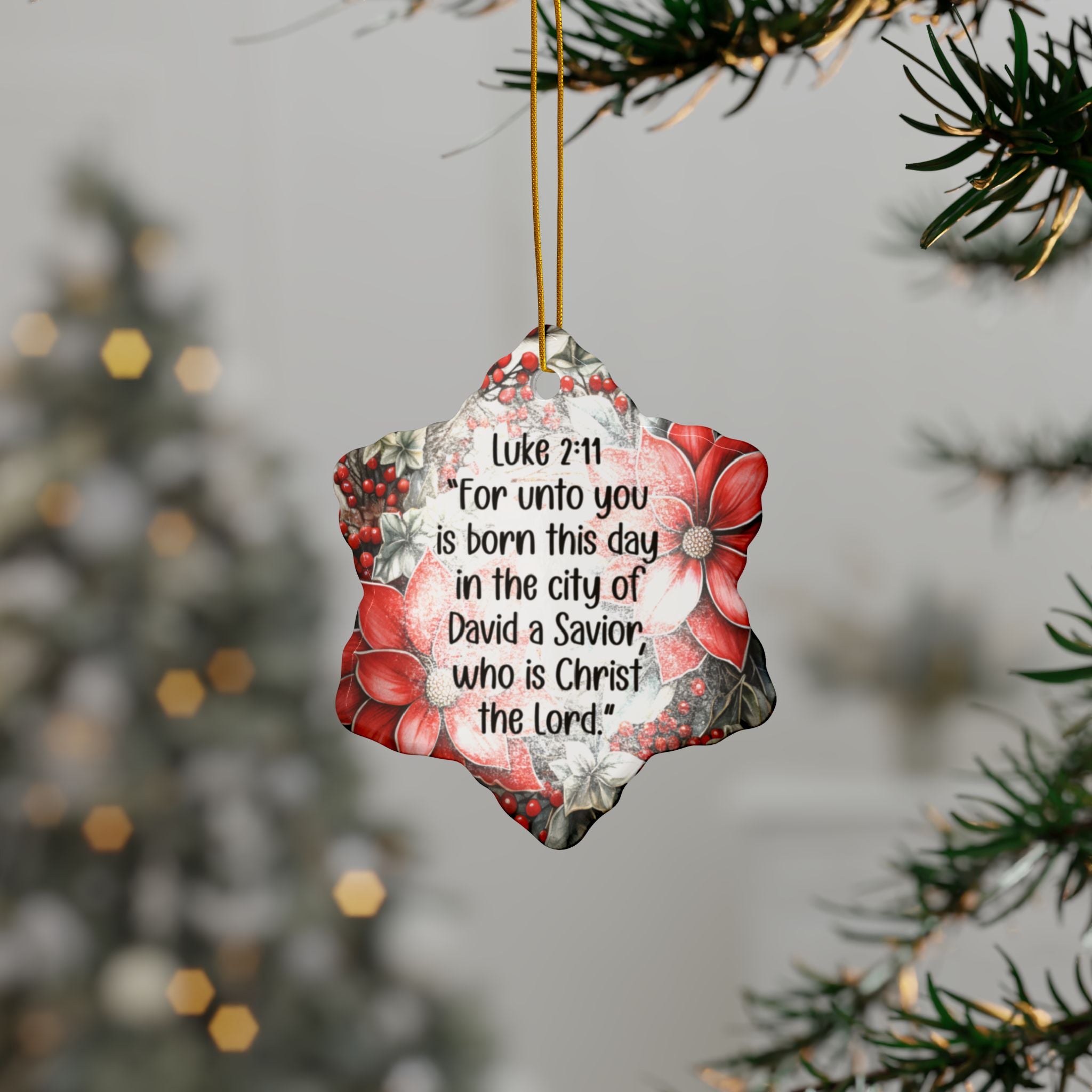Ceramic Ornament — "When They Saw The Star They Rejoiced" Nativity Christmas Tree Decoration