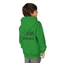 Youth Hoodie — "Jesus Has My Back" Christian Heart Cross Sweatshirt