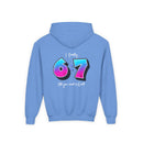 Back design - Youth Hoodie — 'I Timothy 6:7' Colorful Faith Graphic Hoodie (All You Need Is God)