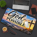 With God All Things Are Possible Christian Desk Mat