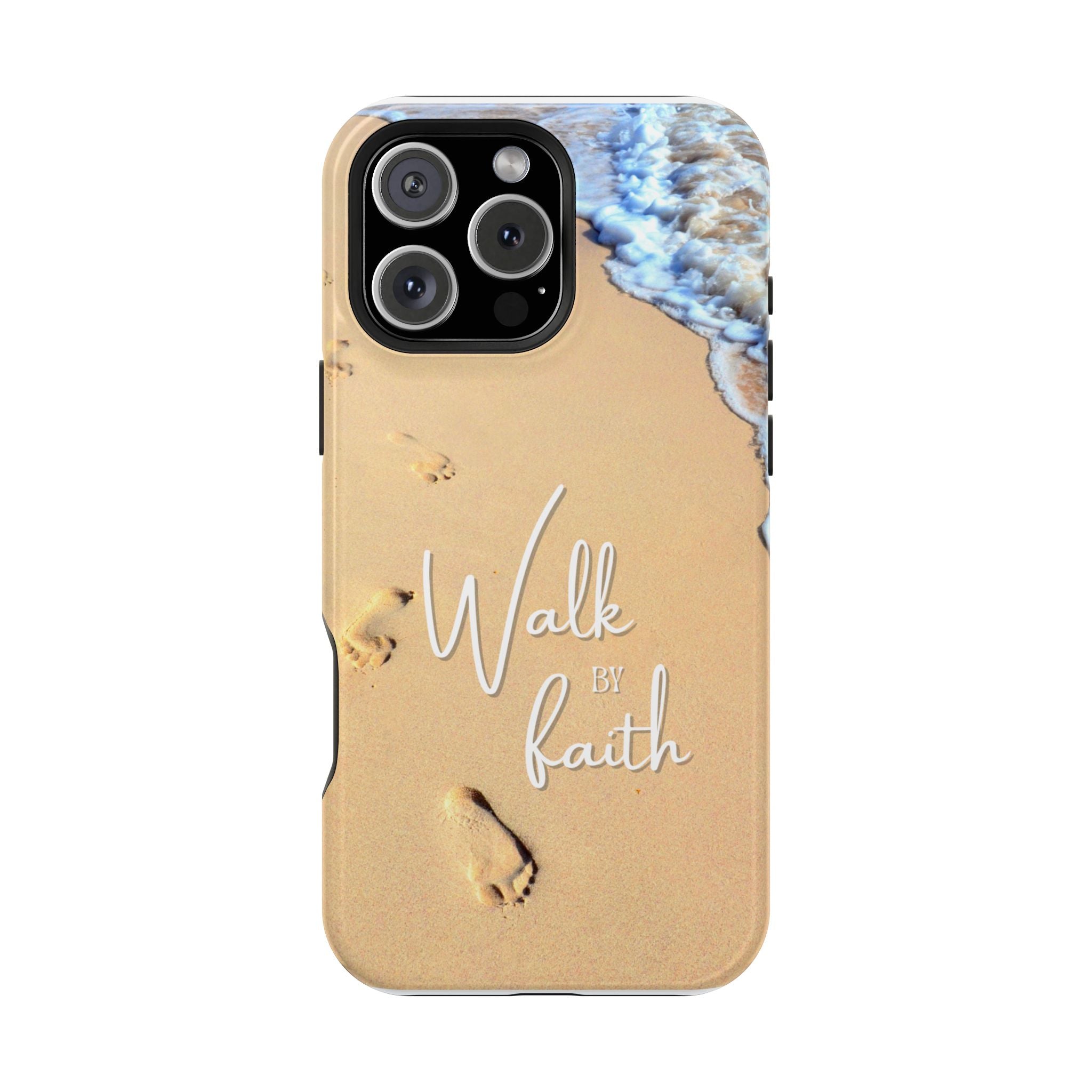 iPhone Inspirational Magnetic Phone Case, Unique Phone Accessories, Faith-Based Gifts, Coastal Vibes, Walk by Faith Design